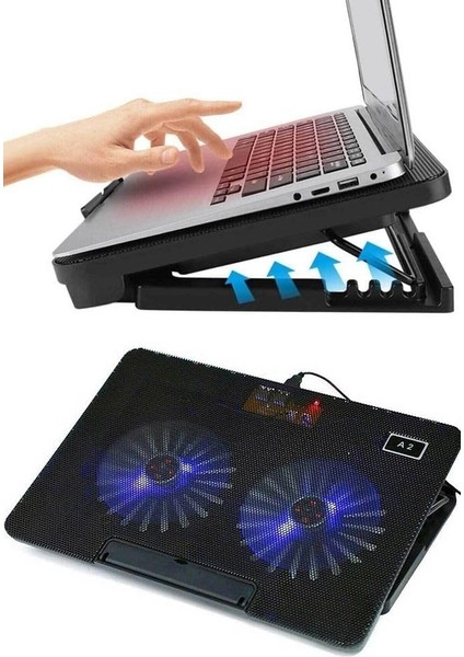 Çift Fanlı Üç Kademe Ayarlanabilir 17'' Laptop Soğutucu Fan