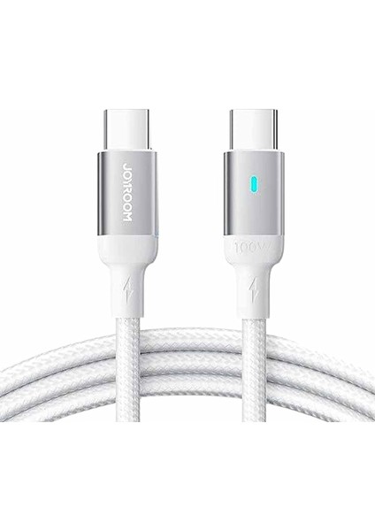 Jr - S-CC100A10 Extraordinary Serisi Hızlı Şarj Veri Kablosu, 100 W, Tip C - C Tipi, 1,2 M, Beyaz