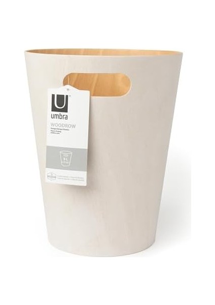 Woodrow Çöp Kutusu, Iki Renkli Ahşap Kağıt Sepeti, Ofis, Banyo, Oturma Odası ve Daha Fazlası Için, 7,5 L Kapasite, Beyaz/doğal