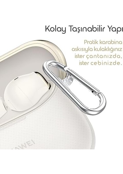 Huawei Freebuds Se 3 Için Şeffaf Kulaklık Kılıfı Darbeye Çizilmeye ve Sararmaya Karşı Dirençli Parmak Izi Tutmayan Taşıma Askılı Tpu Silikon Koruyucu