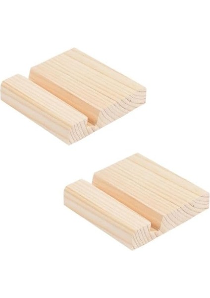 Ahşap Telefon Tutucu Masa Üzeri Stand 2 Adet Kaymaz Taban Şık Tasarım