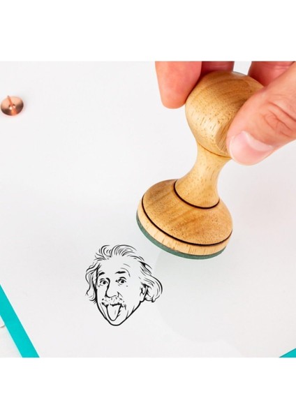 Hediye Einstein Tasarımlı Esprili Mühür - Ahşap Kitap Mühür - Defter Kaşe