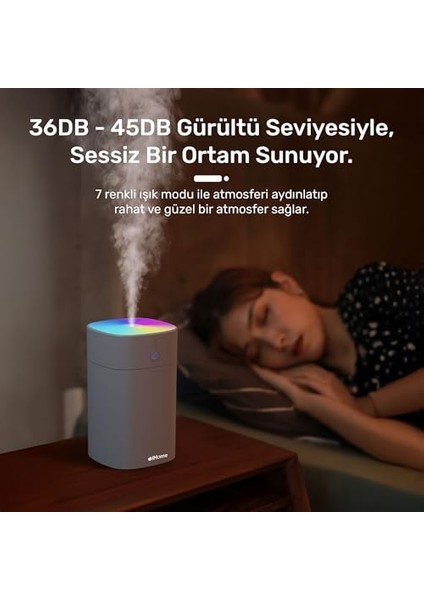 Rgb Renkli Aromaterapi Difüzör ve Ultrasonik Hava Nemlendirici Buhar Makinesi (Siyah, 400ML)