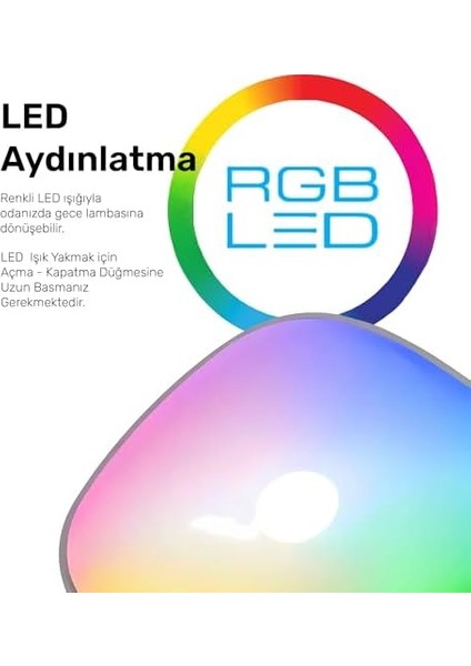 Rgb Renkli Aromaterapi Difüzör ve Ultrasonik Hava Nemlendirici Buhar Makinesi (Siyah, 400ML)
