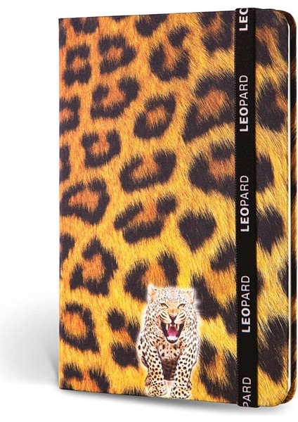 Color Kumaş Defter Çizgili Lastikli Leopar