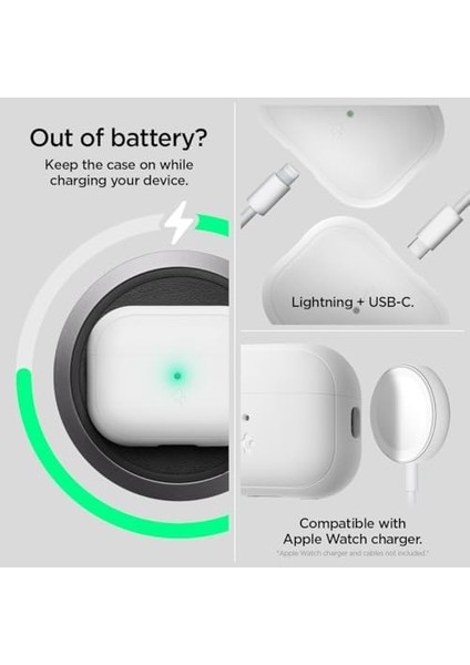 Apple Airpods Pro (2.nesil) Kılıf Silicone Fit White + Strap (Askı Ipi) Gray - ACS05811