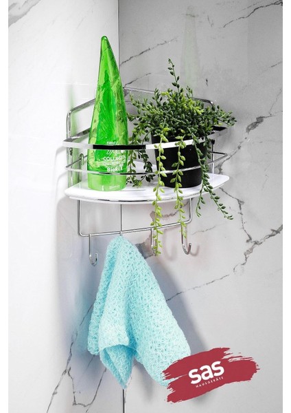 Haus Yapışkanlı Ömür Boyu Paslanmaz Kristal Ayarlanabilir Raf Banyo Düzenleyici Şampuanlık Lk-01 Kbkk