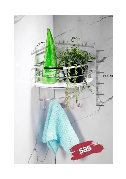 Haus Yapışkanlı Ömür Boyu Paslanmaz Kristal Ayarlanabilir Raf Banyo Düzenleyici Şampuanlık Lk-01 Kbkk