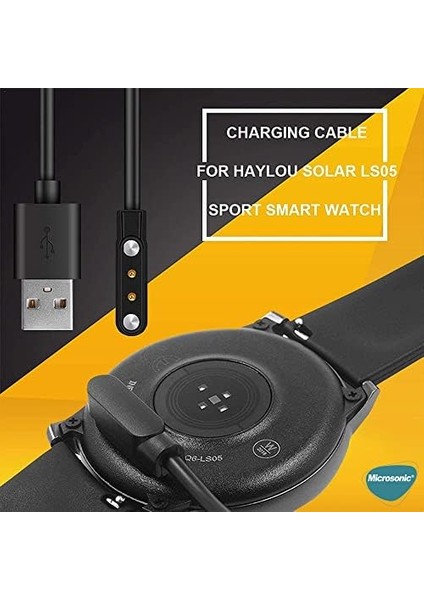 Solar LS05 Için Manyetik USB Şarj Kablosu Siyah [solar LS05 ile Uyumlu Şarj Kablosu - Siyah]