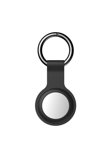 Apple Airtag ile Uyumlu Silikon Anahtarlıklı Koruma Kılıfı Kabı (Siyah)