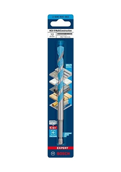 1x Expert Hex-9 Multiconstruction Delme Uçları (Beton, Yumuşak Döşemeler, Çelik, Yumuşak Ahşap, Plastik, Ø 12,00X150 Mm, Aksesuar Döner Matkap/vidalamalar)