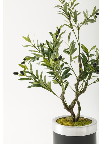 Yapay Zeytin Ağacı 85 cm Siyah Gümüş Metal Saksı fiyatları