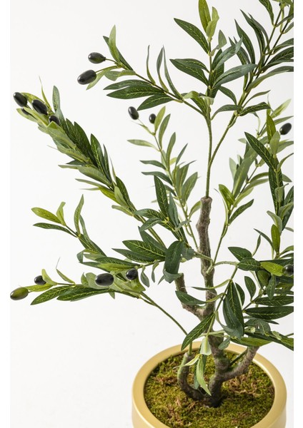 Yapay Zeytin Ağacı 85 cm Kahverengi Gold Metal Saksı modelleri