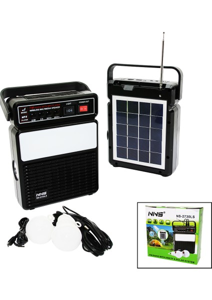 3ın1 - Solar2in1 Dik Model El Feneri - Ra- MP3BLUETOOTH - Usb/ Tf Port - 2 Parça Ampul Kablolu - Powerbank