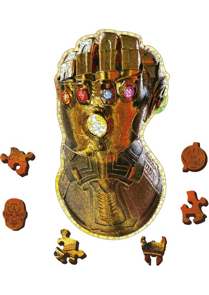 20174 500+5 Parça Ahşap El Sanatları Düzensiz Şekiller 70 Figür Yetişkinler ve 12+ Yaşındaki Çocuklar Için Premium Yapboz Ahşap Kontur Yapbozu: Sonsuzluk Eldiveni, Marvel Yenilmezler, Düz