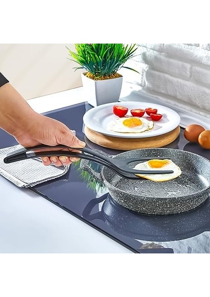 Maşalı Spatula, Köfte Tavuk Balık Et Yumurta Krep Spatulası, Teflon Maşalı Spatula