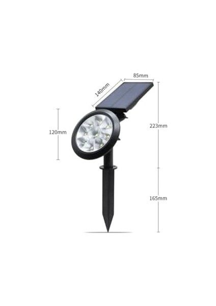 LED Solar Kazıklı Çim Armatür Cata Güneş Enerjili LED Işık Çim Lambası Bahçe Ağaç Çalı Duvar Aydınlatma (Gün Işığı)