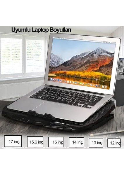 Speeder Sx-15 4 Adet Fanlı 9"-17" Inç Ledli LCD Kontrol Panelli Standlı Notebook Laptop Soğutucu