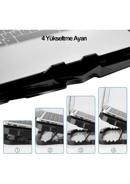 Speeder Sx-15 4 Adet Fanlı 9"-17" Inç Ledli LCD Kontrol Panelli Standlı Notebook Laptop Soğutucu