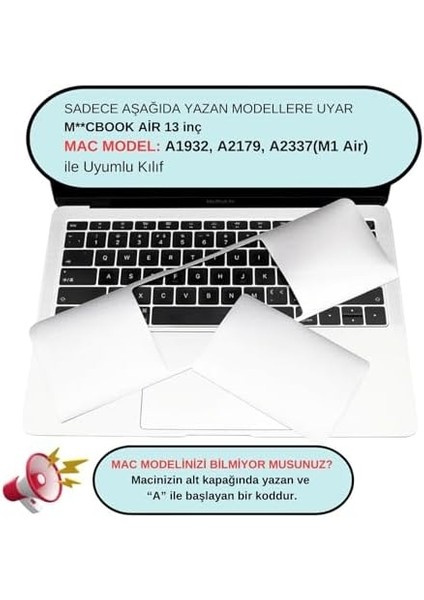 Macbook Air M1 13 Inç Laptop Kaplama Sticker Koruyucu Touchpad Trackpad A2337 A2179 A1932 ile Uyumlu Gümüş