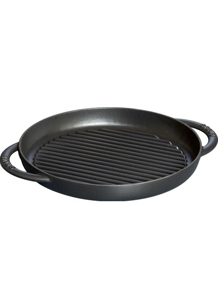 Grillpfanne Rund (26 Cm, Induktionsgeeignet, Mit Mattschwarzer Emaillierung Im Inneren Der Pfanne) Schwarz