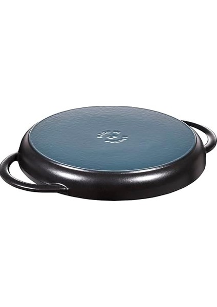 Grillpfanne Rund (26 Cm, Induktionsgeeignet, Mit Mattschwarzer Emaillierung Im Inneren Der Pfanne) Schwarz