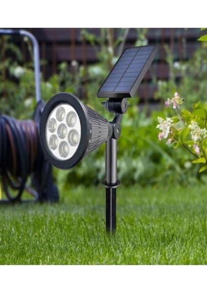 Geldi Solar Kazıklı Çim Armatür Cata 7W Güneş Enerjili LED Çim Lambası Bahçe Ağaç Aydınlatma Lambası (Yeşil Işık)