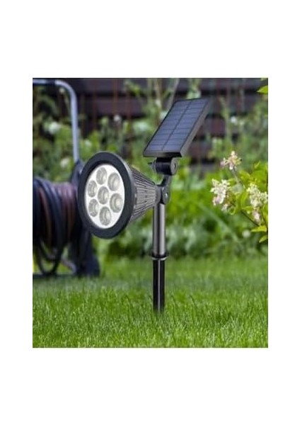 Geldi Solar Kazıklı Çim Armatür Cata 7W Güneş Enerjili LED Çim Lambası Bahçe Ağaç Aydınlatma Lambası (Yeşil Işık)
