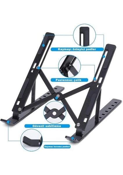 Taşınabilir 10 Kademeli Sert Plastik Laptop Stant Bilgisayar Stant Notebook Stant Tüm Laptoplarla Uyumlu Bilgisayar Standı Taşınabilir Kaymaz Stant Dizüstü Bilgisayar Stantı
