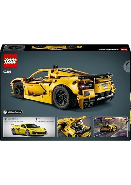 Technic Chevrolet Corvette Stingray 42205 - 9 Yaş ve Üzeri Erkek ve Kız Çocukları Için Silindirli Motor ve Diferansiyel Içeren Yapım Seti, Çocuklar ve Yetişkinler Için Hediye Fikri (732 Parça)