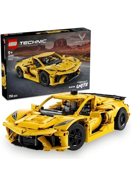 Technic Chevrolet Corvette Stingray 42205 - 9 Yaş ve Üzeri Erkek ve Kız Çocukları Için Silindirli Motor ve Diferansiyel Içeren Yapım Seti, Çocuklar ve Yetişkinler Için Hediye Fikri (732 Parça)