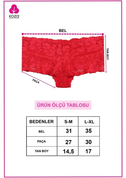 Kadın 3'lü Dantelli Boxer Külot (Farklı Dantel Seçenekleri)