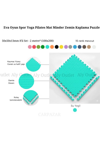 Elite Damla Desen Tatami Eva Spor Yoga Pilates Oyun Matı Halısı Minderi Puzzle 50X50 13MM 8 Adet 100X200 1 Adet modelleri