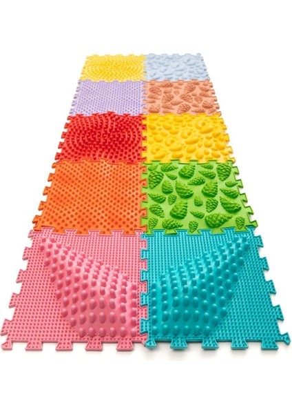 Elite 10 Modüllü Ortopedik Halı Çocuk Masaj Paspası Renkli Puzzle Çocuk Masaj Halıları OH103 1 Adet