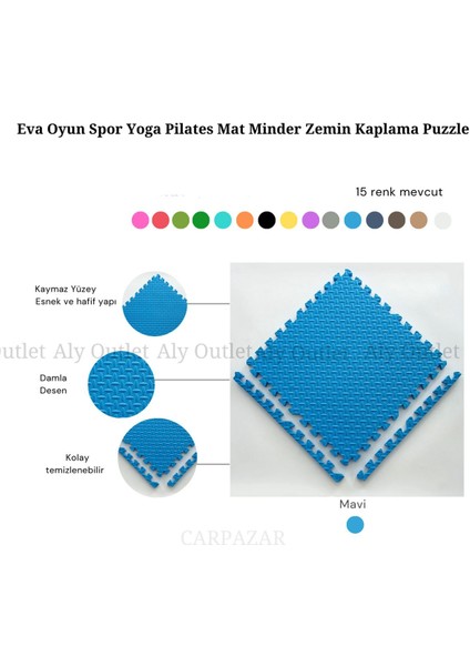Elite Tatami Eva Mat Çocuklar Için Köpük Halı Matı Puzzle Geçmeli Oyun Spor Kaymaz Mat 16 Adet 50X50 13MM 1 Adet fiyatları