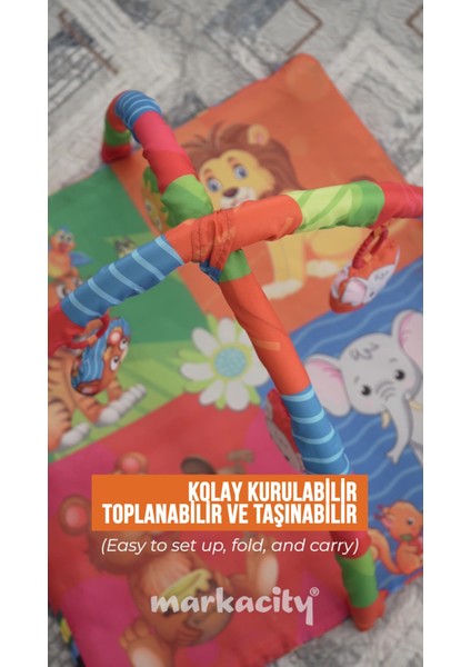 Elite 4 Farklı Figürlü Katlanabilir Çocuk Oyun Matı Bebek Taşınabilir Oyun Halısı 1 Adet
