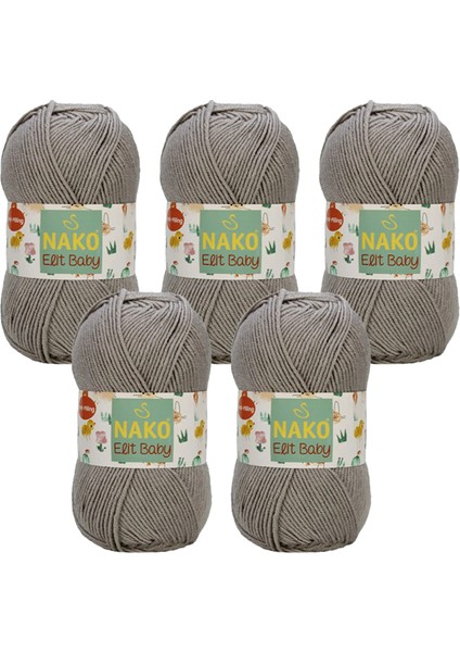 Elit Baby Örgü Ipliği 5’li Paket – 100G x 5 – %100 Anti-Pilling Akrilik – 250M – Yumuşak Bebek Ipliği – Hırka, Kazak, Atkı, Patik Için