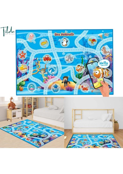 Elite Oyun Halısı Deniz Canlıları 150×100 cm Büyük Boy - Mobil Uygulamayla Konuşabilen Oyun Matı - Eğitici 1 Adet