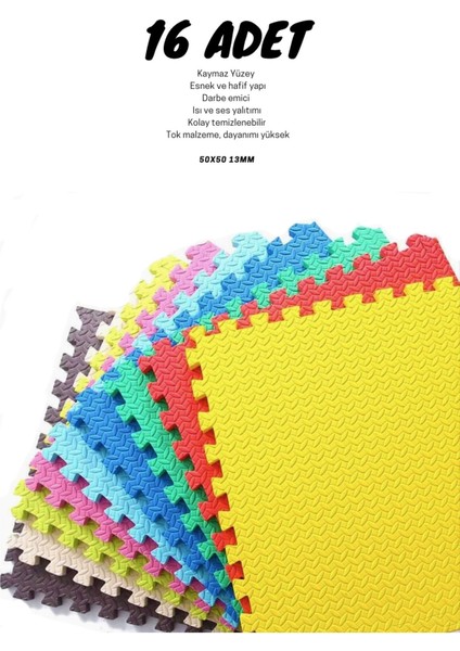 Elite Tatami Eva Mat Çocuklar Için Köpük Halı Matı Puzzle Geçmeli Oyun Spor Kaymaz Mat 16 Adet 50X50 13MM 1 Adet fırsatları