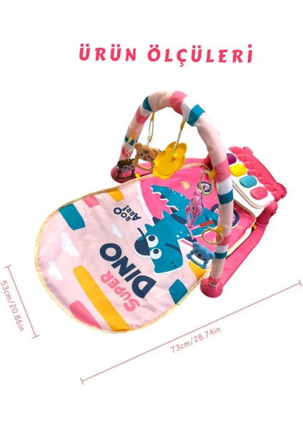 Elite Bebek Oyun Halısı Piyanolu, Gökkuşağı Dinozor Desenli 73 cm Sesli Dönenceli Bebek Halısı 1 Adet fiyatları