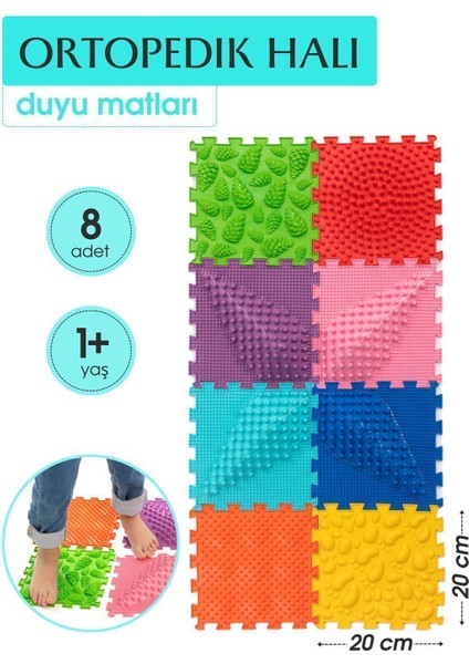 Elite 8 Modüllü Ortopedik Halı Çocuk Duyu Matları Renkli Puzzle Çocuk Masaj Halıları OH801 1 Adet