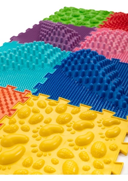 Elite 8 Modüllü Ortopedik Halı Çocuk Duyu Matları Renkli Puzzle Çocuk Masaj Halıları OH801 1 Adet