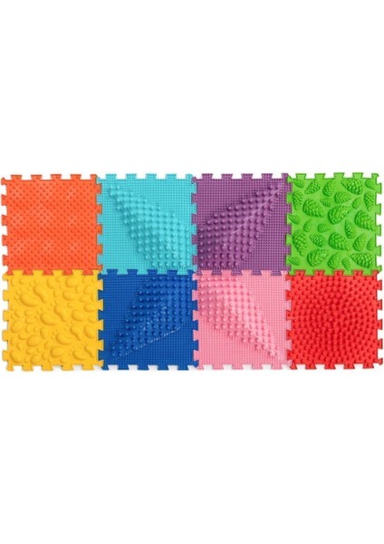 Elite 8 Modüllü Ortopedik Halı Çocuk Duyu Matları Renkli Puzzle Çocuk Masaj Halıları OH801 1 Adet