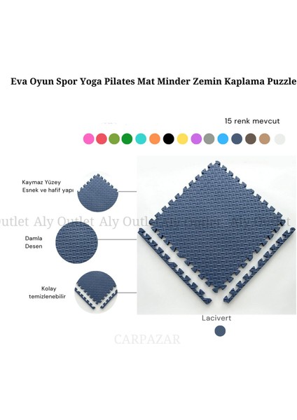 Elite Damla Desen Tatami Eva Spor Yoga Pilates Oyun Matı Halısı Minderi Puzzle 50X50 13MM 8 Adet 100X200 1 Adet indirimleri