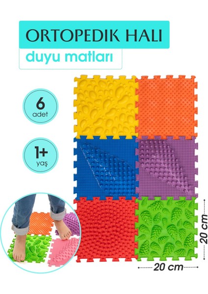Elite 6 Modüllü Ortopedik Halı Çocuk Duyu Matları Renkli Puzzle Çocuk Masaj Halıları OH601 1 Adet