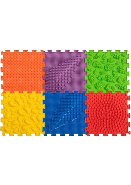 Elite 6 Modüllü Ortopedik Halı Çocuk Duyu Matları Renkli Puzzle Çocuk Masaj Halıları OH601 1 Adet