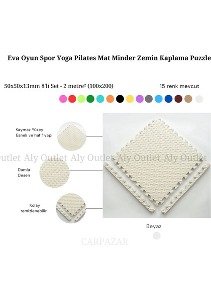 Elite Damla Desen Tatami Eva Spor Yoga Pilates Oyun Matı Halısı Minderi Puzzle 50X50 13MM 8 Adet 100X200 1 Adet modelleri