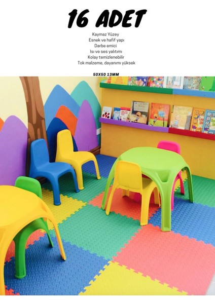 Elite Tatami Eva Mat Çocuklar Için Köpük Halı Matı Puzzle Geçmeli Oyun Spor Kaymaz Mat 16 Adet 50X50 13MM 1 Adet fırsatları