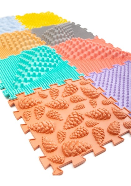 Elite 8 Modüllü Ortopedik Halı Çocuk Masaj Paspası Renkli Puzzle Çocuk Masaj Halıları OH811 1 Adet