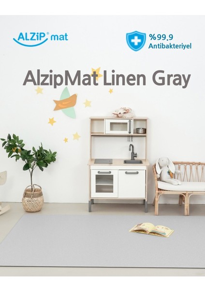 Elite Linen Gray Bebek Oyun Matı / Antialerjik Çocuk Halısı 240X140/200X140 1.2cm 1 Adet
